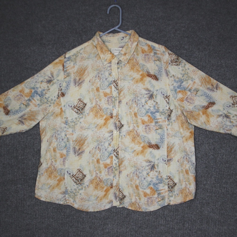 CJ‎ Banks by Christopher & Banks Women's 2X Linen Rayon Button Down Shirt